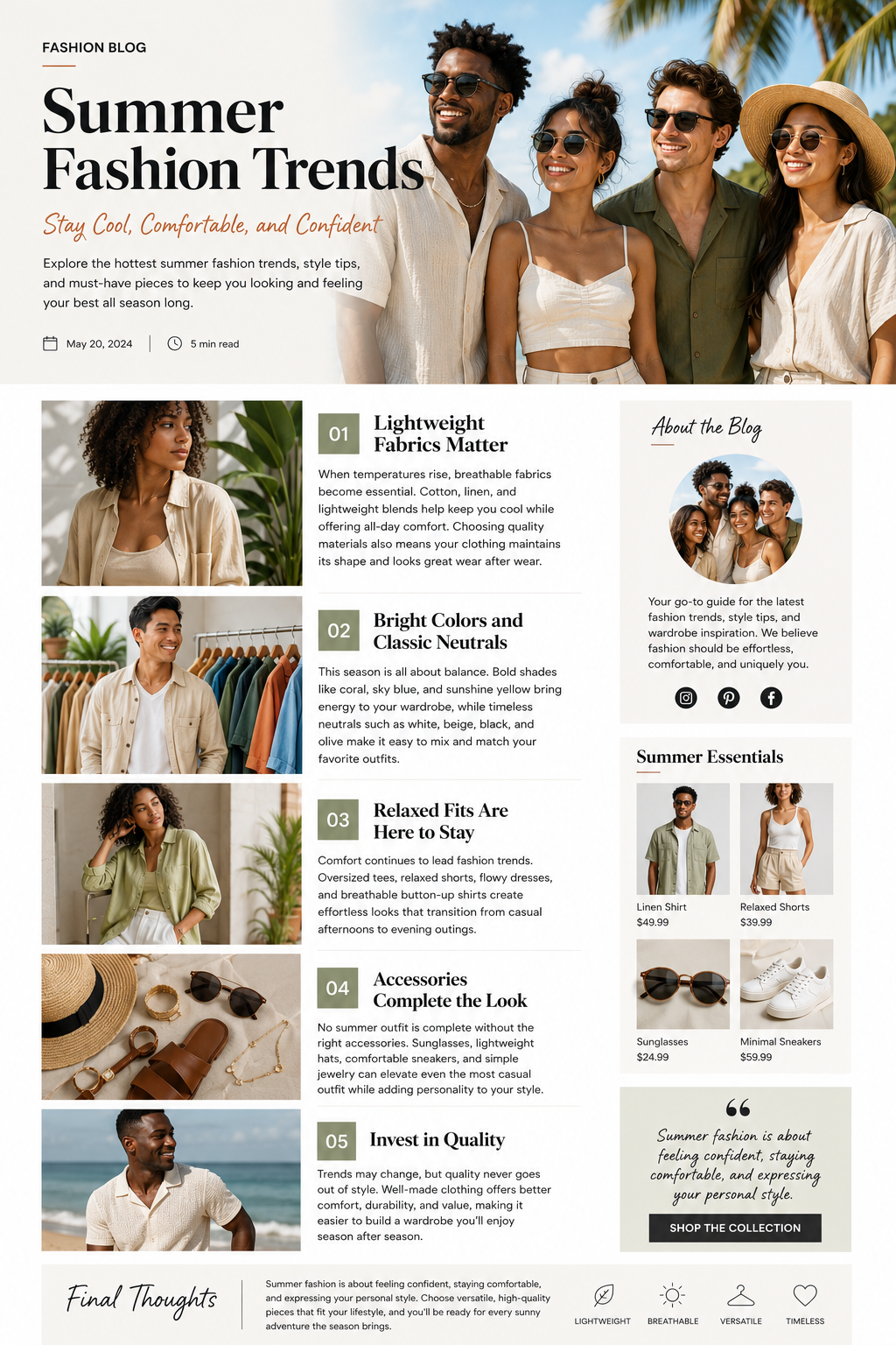 Summer Fashion Trends: Stay Cool, Comfortable, and Confident