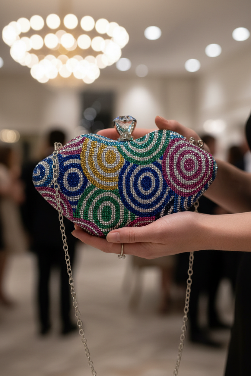 Close-Up Crystal Clutch in Hand